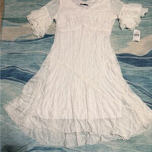 Elegant White Lace Midi Dress